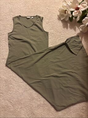 Liz Claiborne 100% Cotton Sage Green Maxi Dress